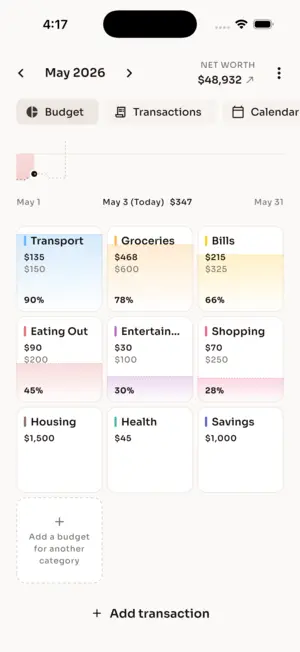 Budget44 Budget progress screen